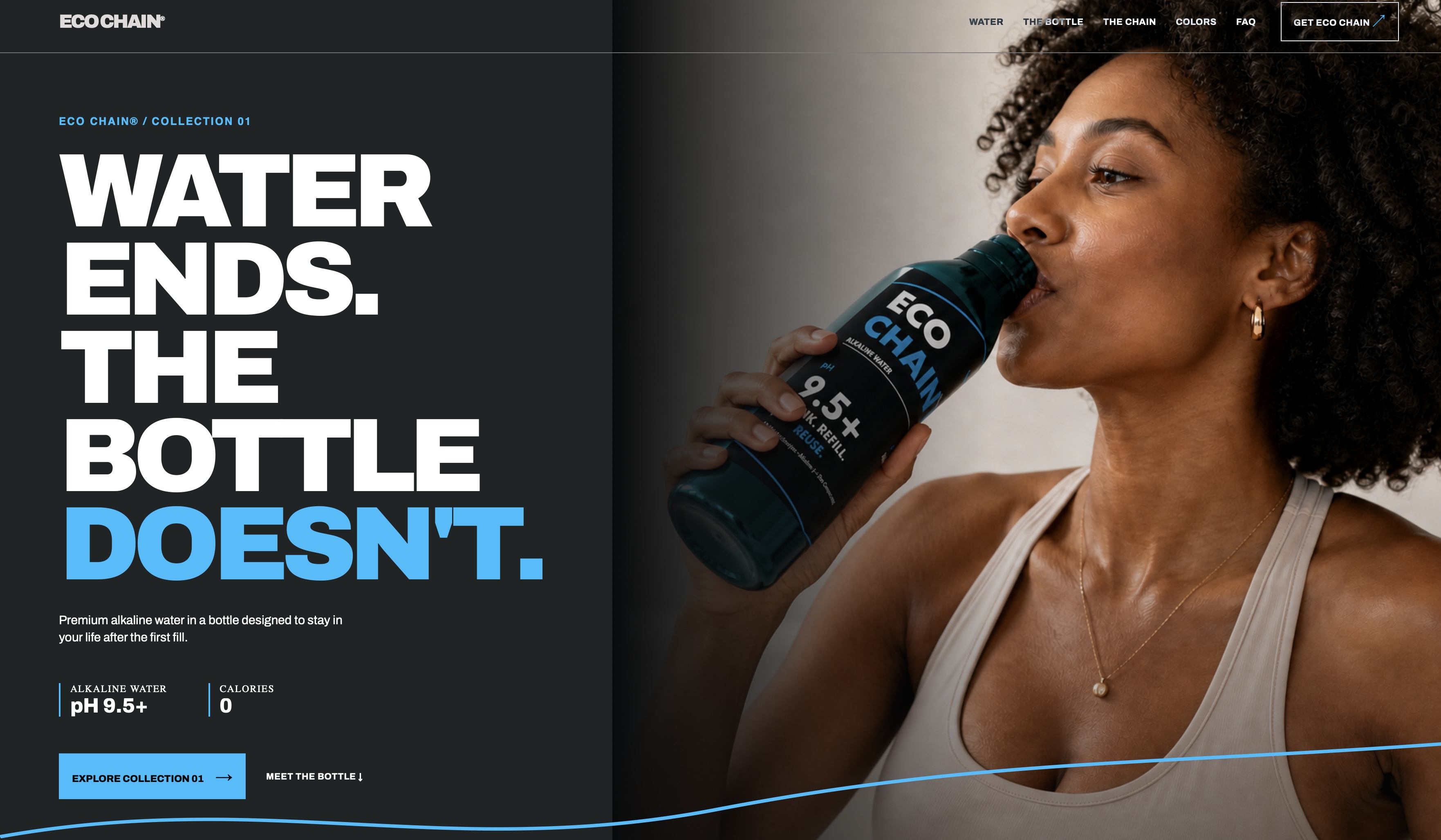 Eco Chain premium alkaline water brand website design